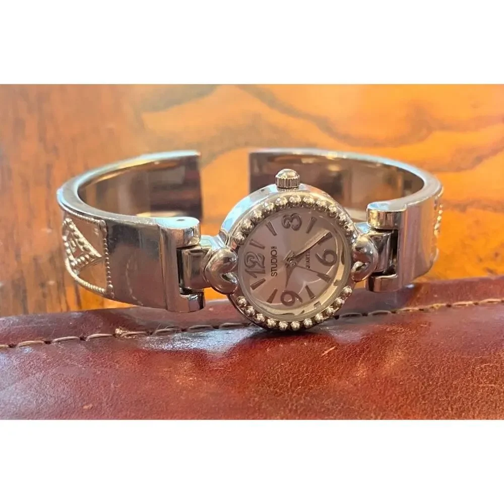 Women's 20mm Silver Tone Studio Time Watch, Bangle Bracelet Style